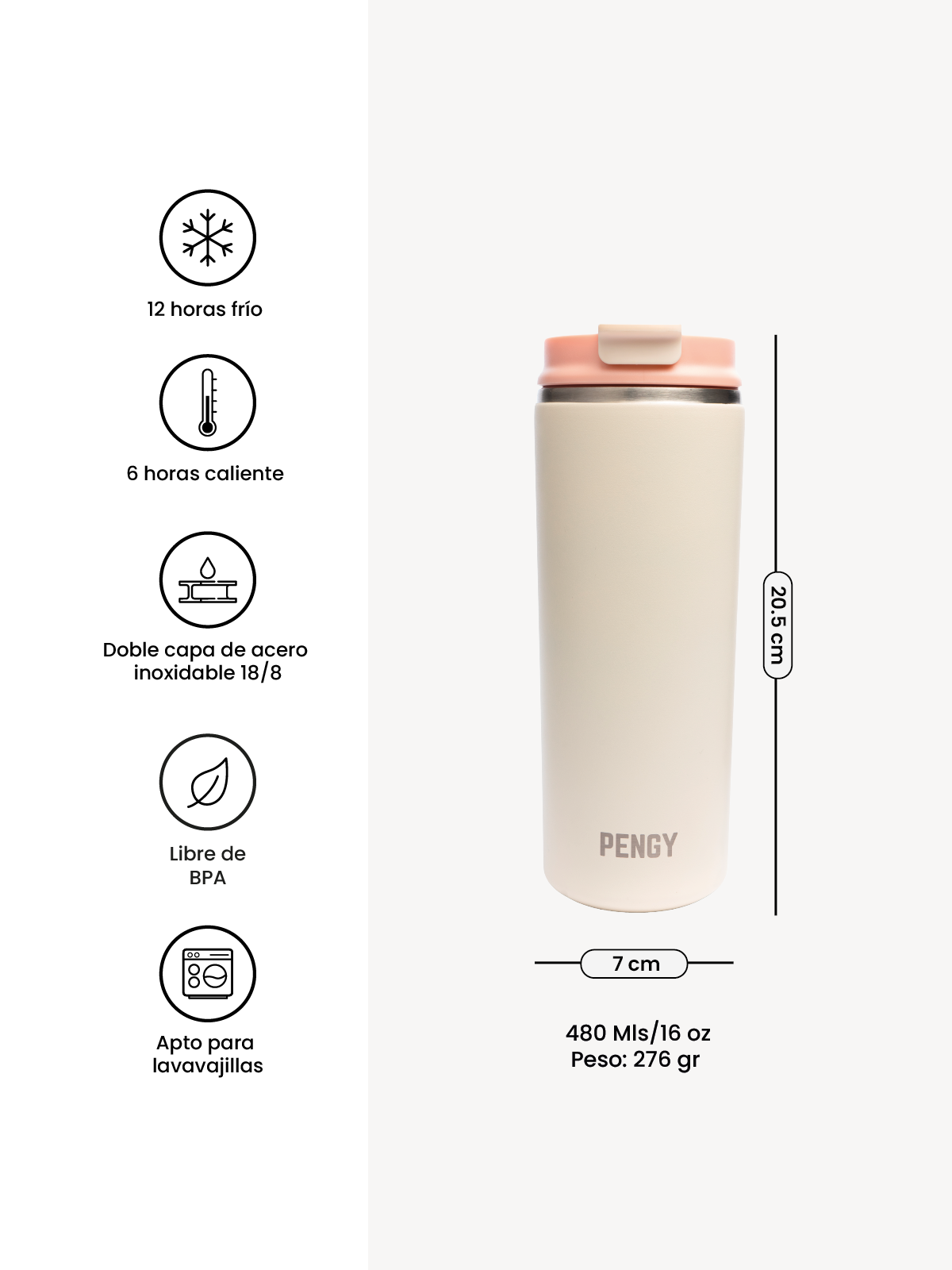 PENGY Coffee Mug 480 Mls - Termo Para Café