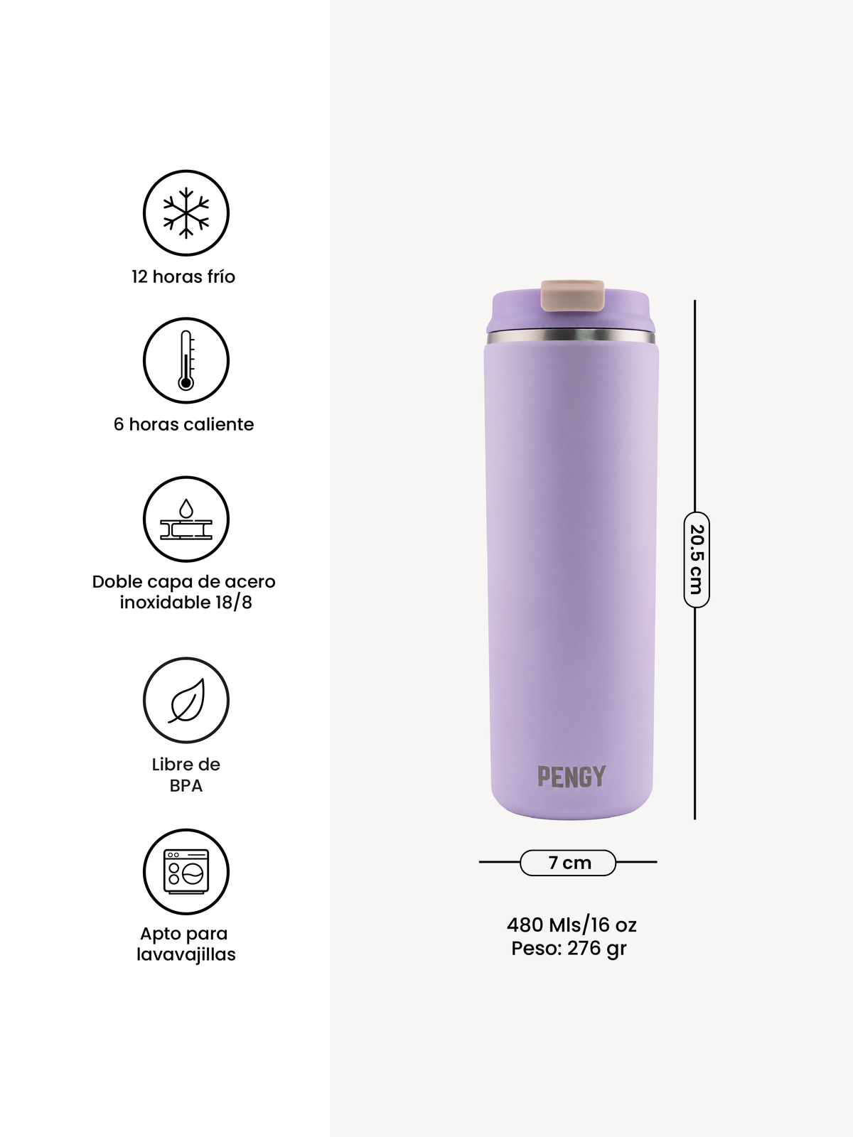 PENGY Coffee Mug 480 Mls - Termo Para Café