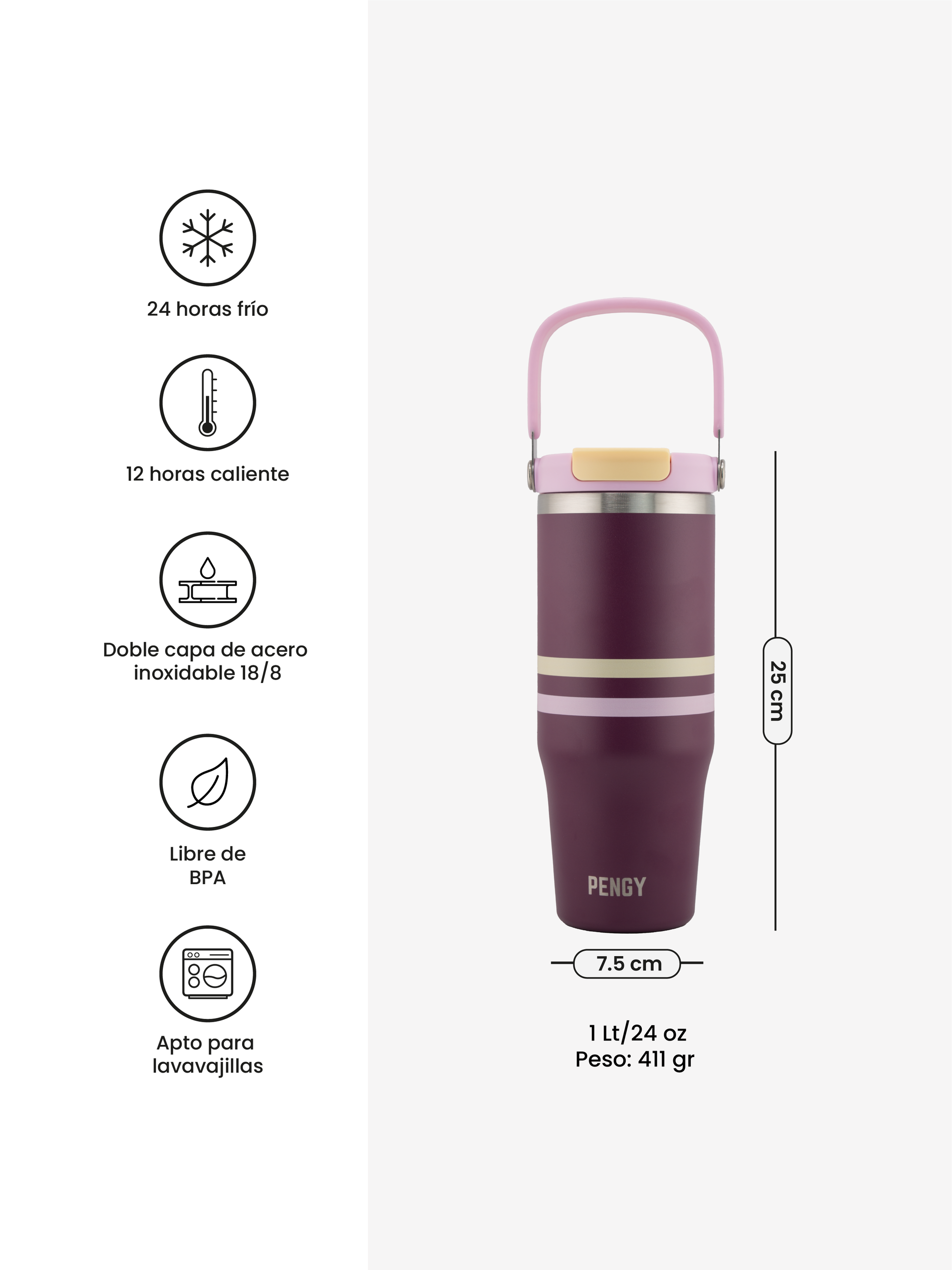 Termo PENGY CUP Flex con Tapa Móvil Doble Función