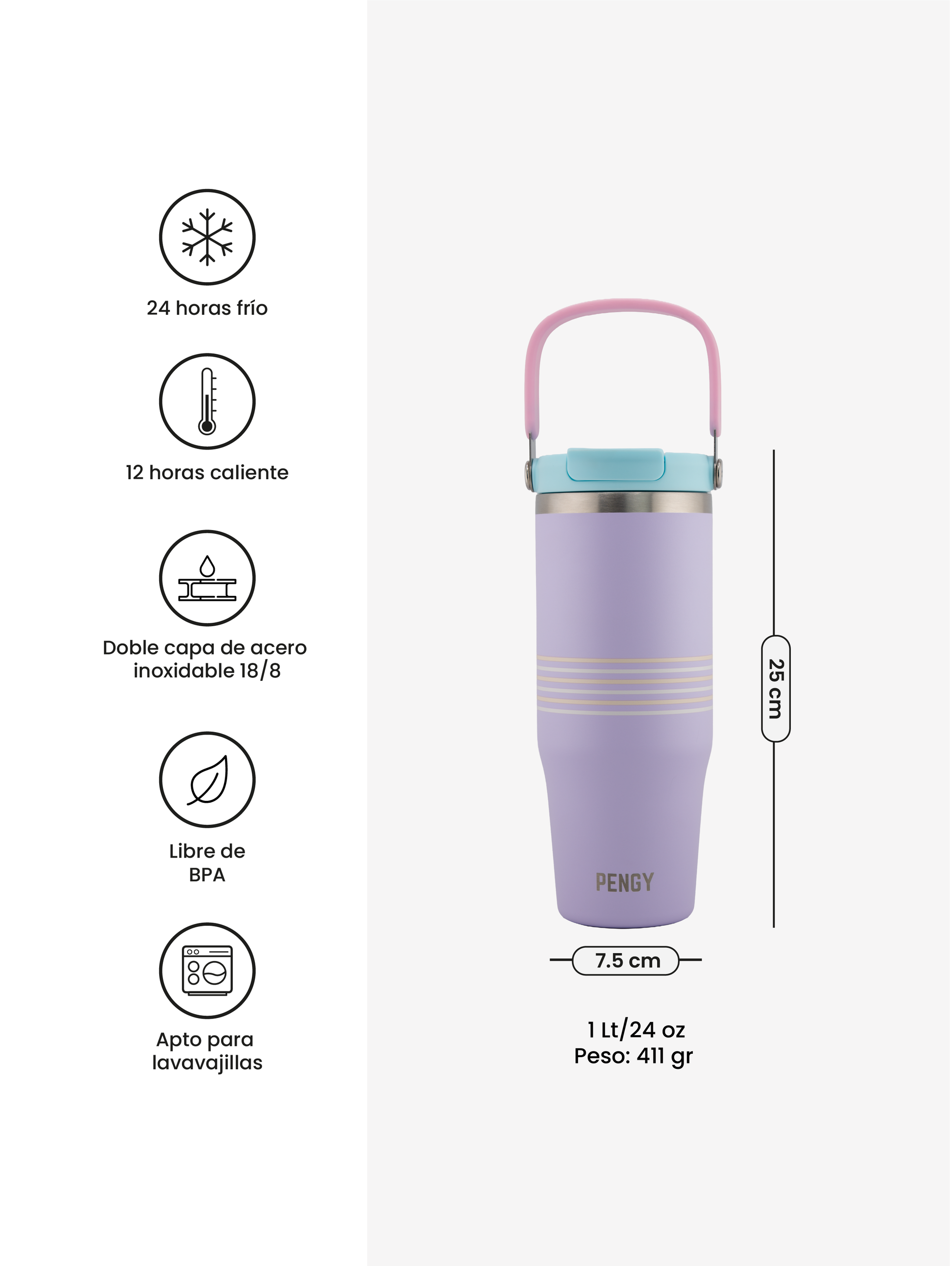 Termo PENGY CUP Flex con Tapa Móvil Doble Función
