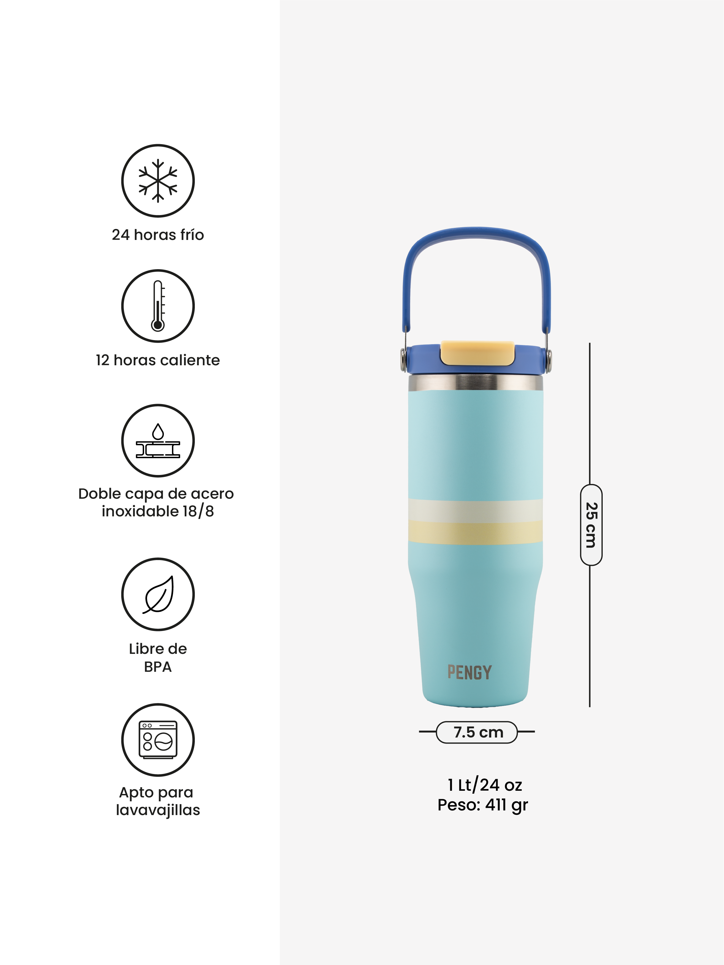 Image of Termo PENGY CUP Flex con Tapa Móvil Doble Función