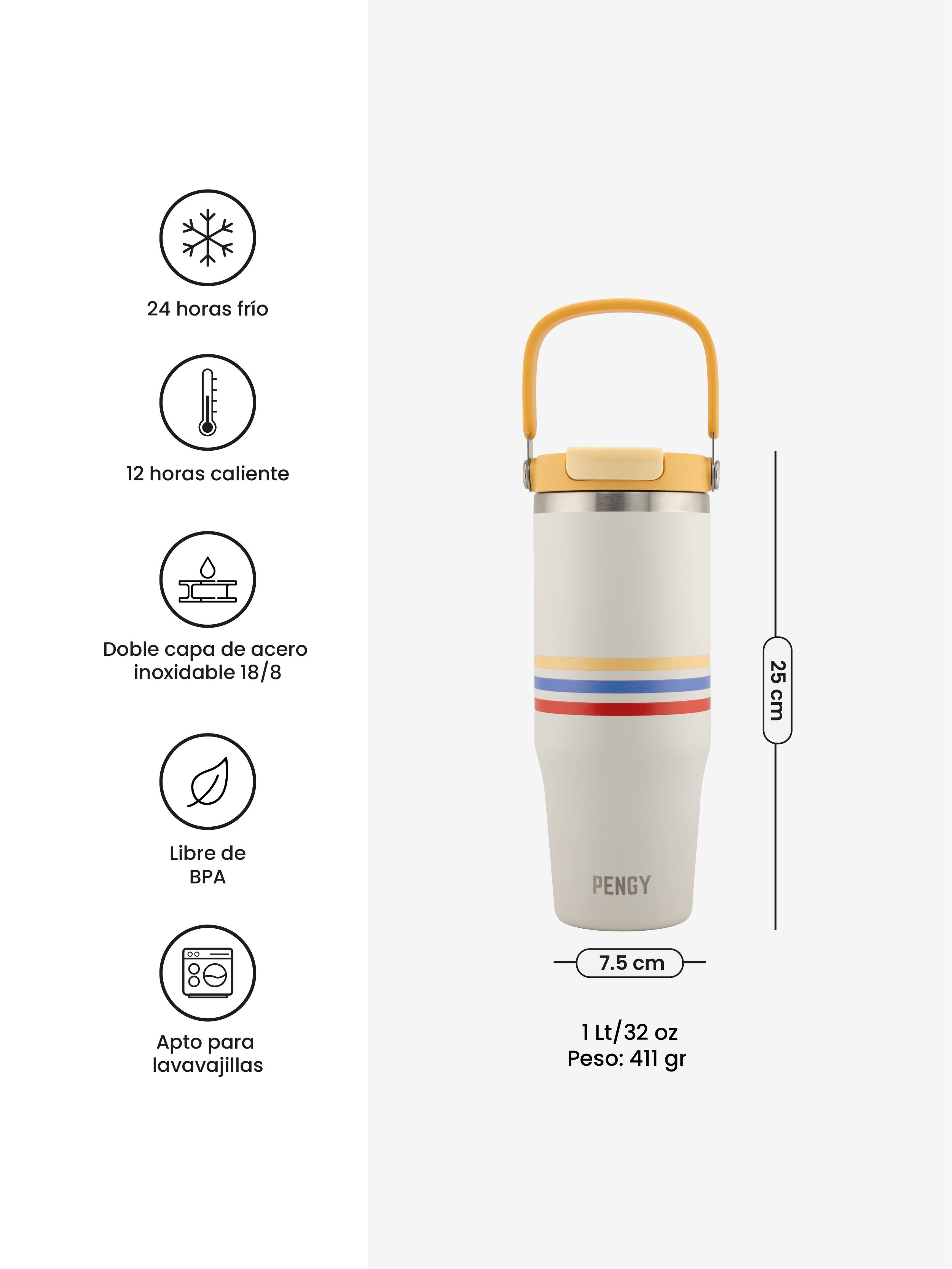 Image of Termo PENGY CUP Flex con Tapa Móvil Doble Función