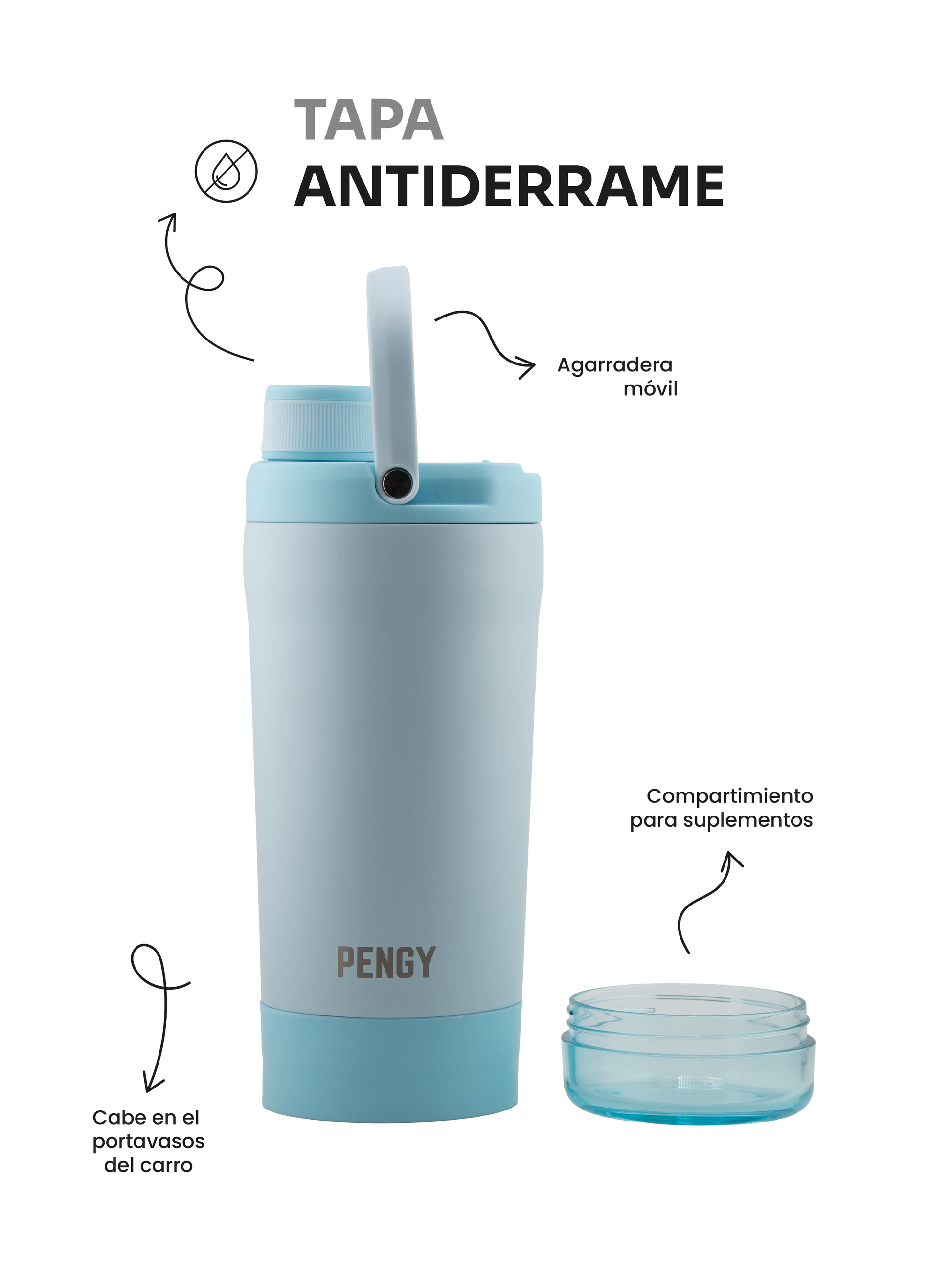 PENGY Shaker - Botella Mezcladora Para Gimnasio