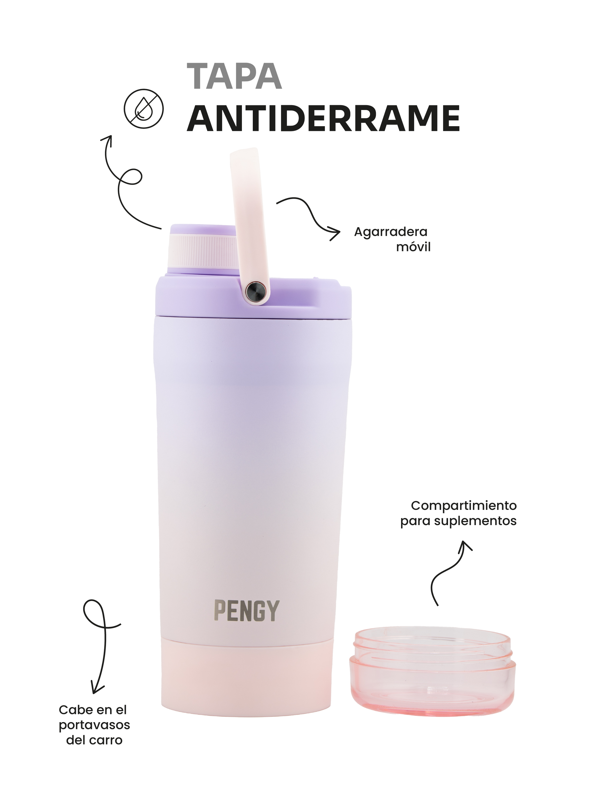 PENGY Shaker - Botella Mezcladora Para Gimnasio