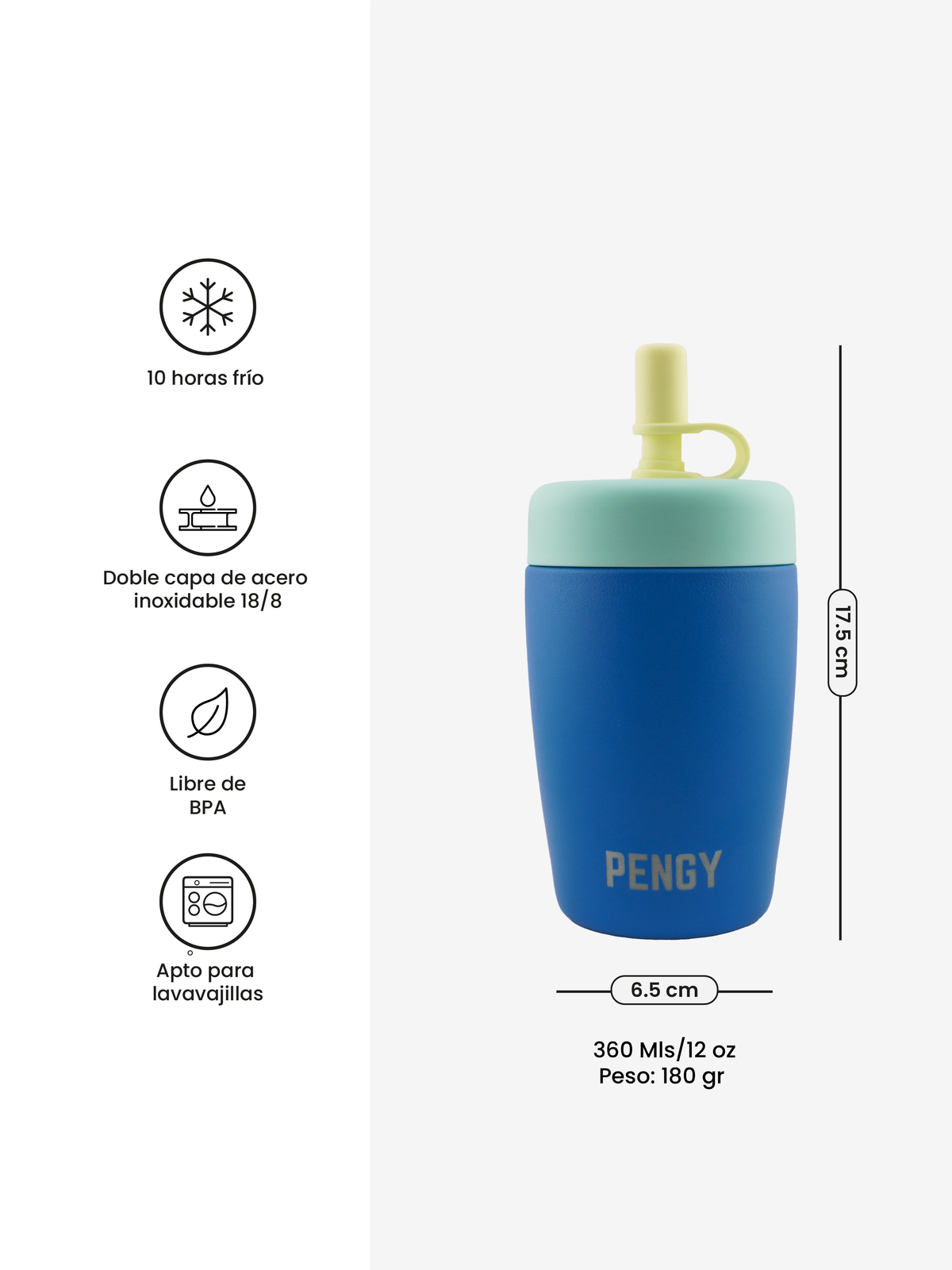 PENGY SIP - Vaso con pitillo de silicona