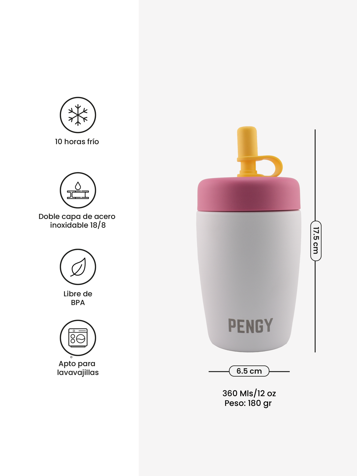 PENGY SIP - Vaso con pitillo de silicona