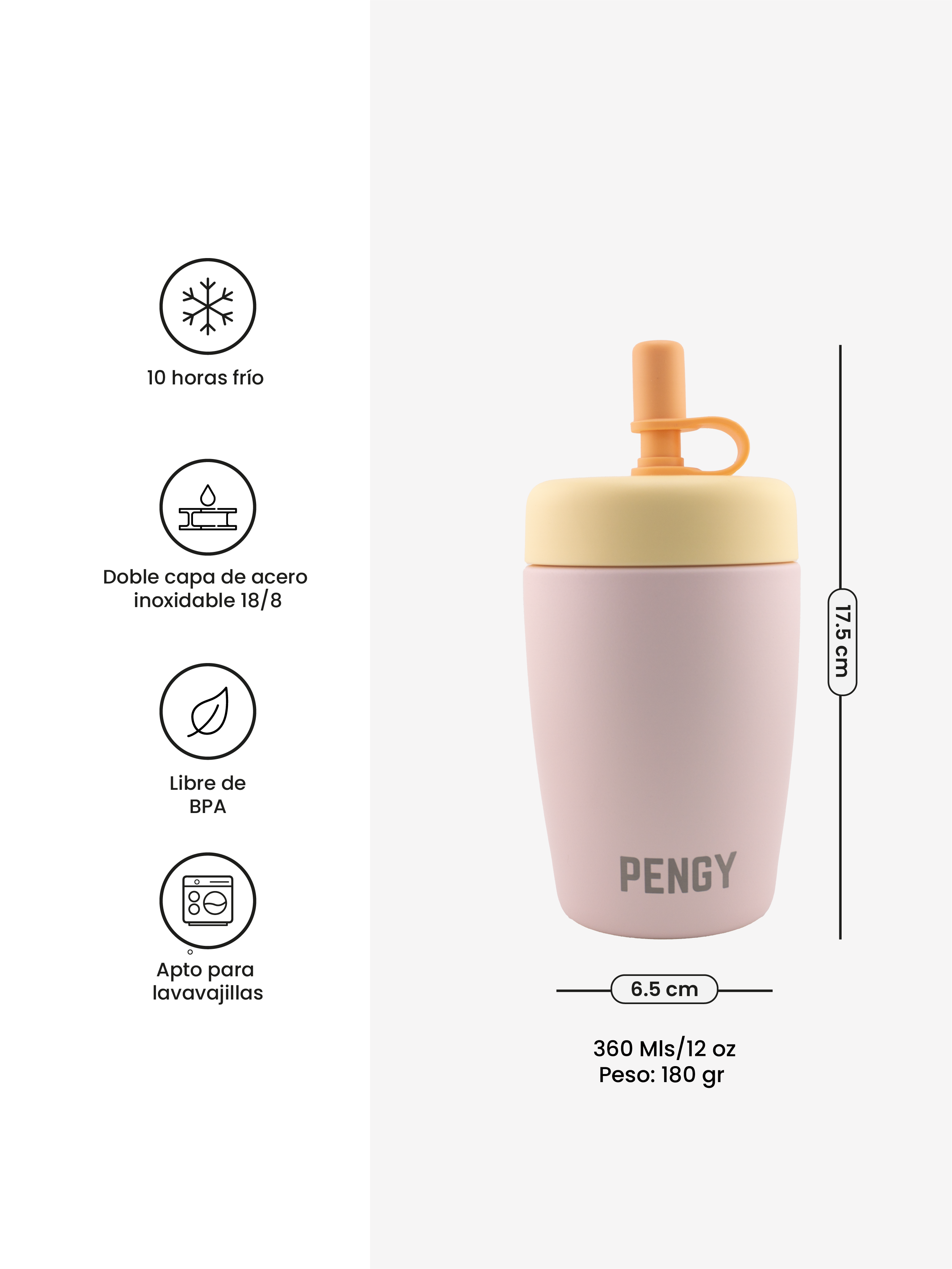 Image of PENGY SIP - Vaso con pitillo de silicona