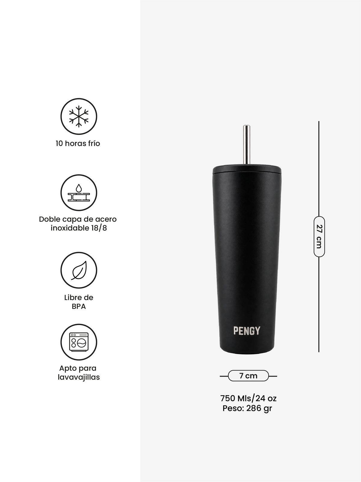 PENGY Tumbler - Termo Vaso con Pitillo